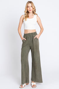 Mineral Washed Wide Leg Pant