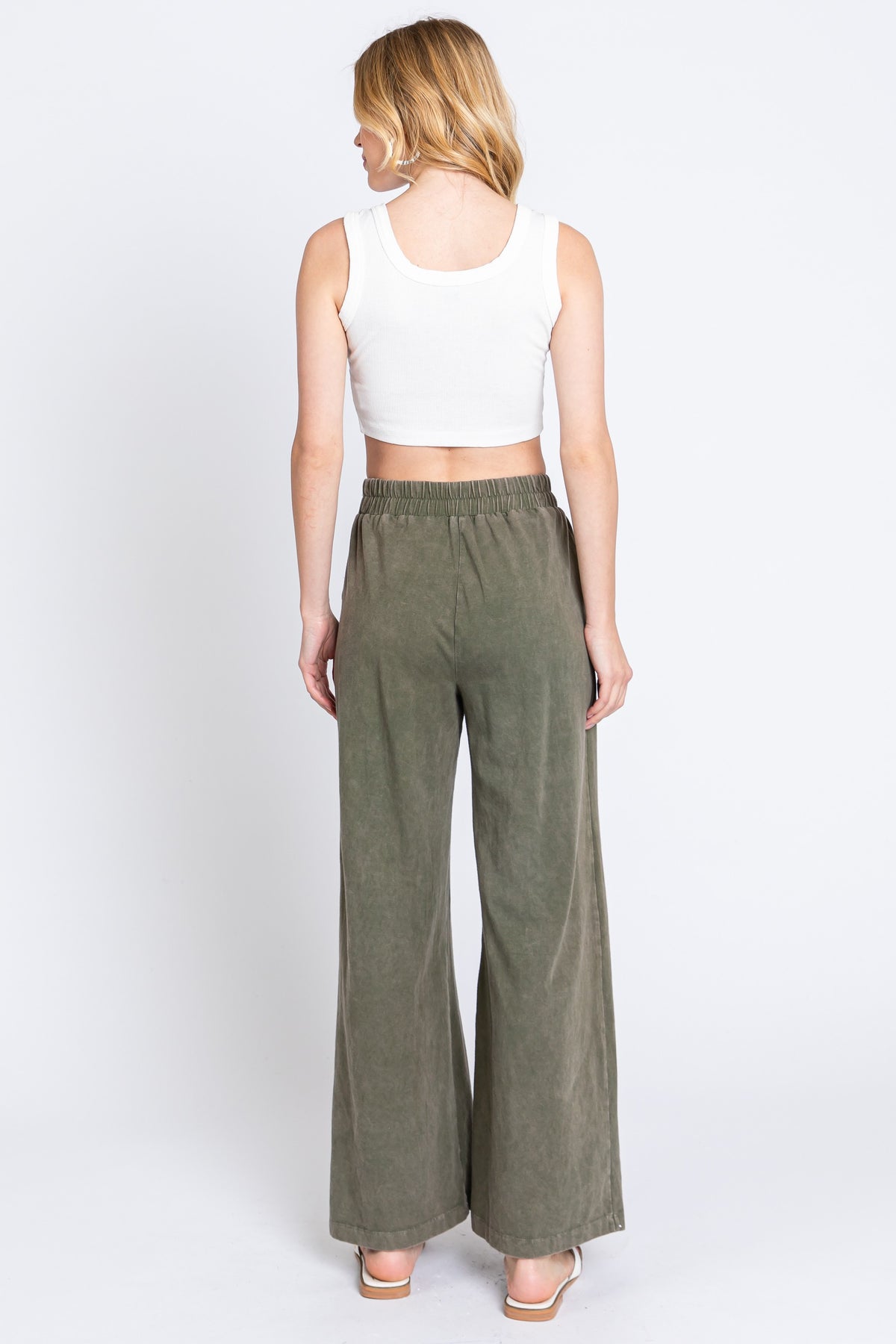 Mineral Washed Wide Leg Pant