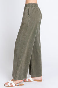 Mineral Washed Wide Leg Pant