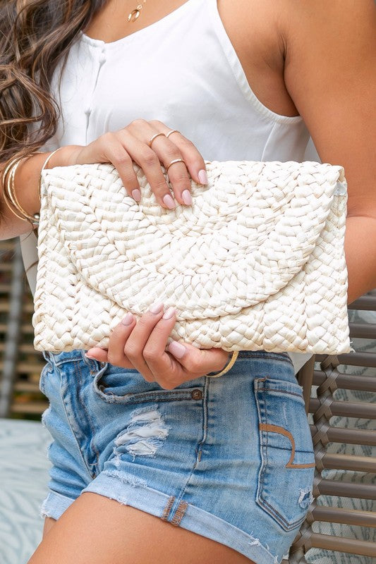 Fold Over Straw Clutch