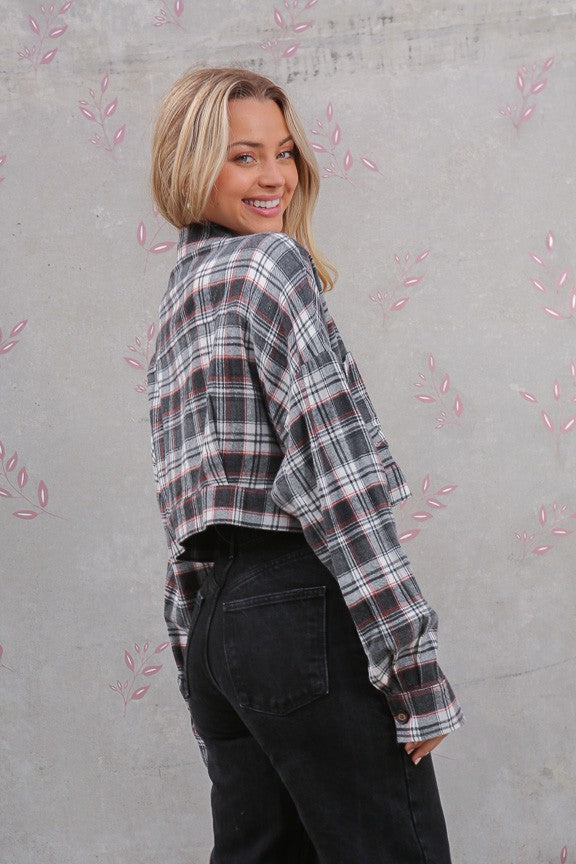 Crop Plaid Button down