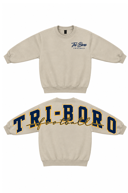 Oversized TRI-BORO Football Back + Sleeve Crewneck