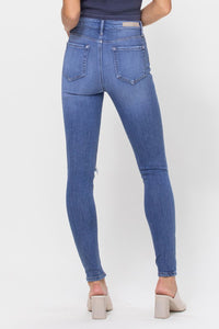 High Rise Knee Rip Skinny Jean