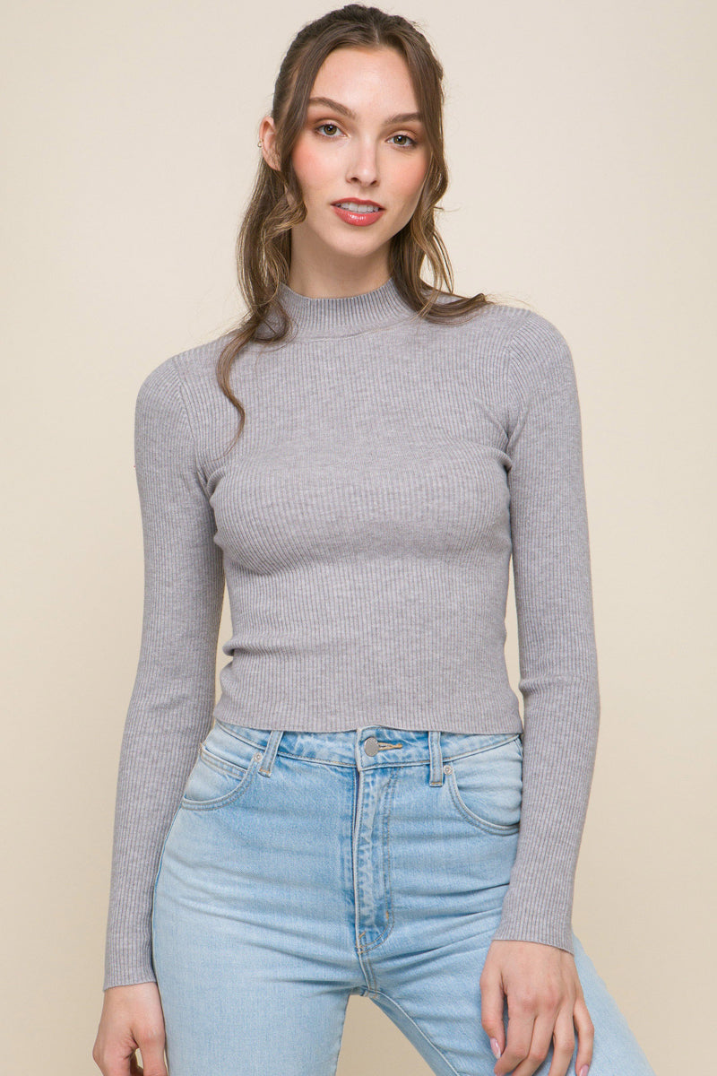 Mock Neck Cropped Sweater