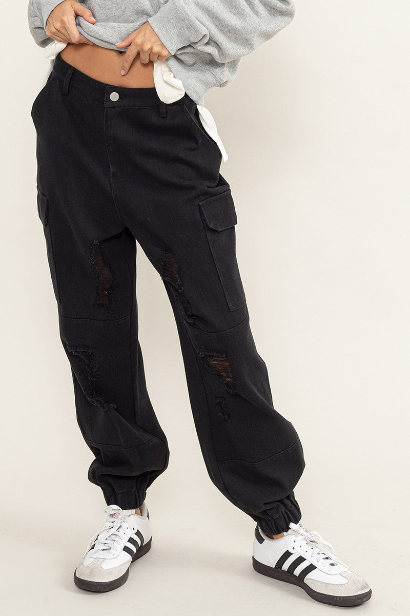 City Scene Distressed Mid-rise Cargo Pants