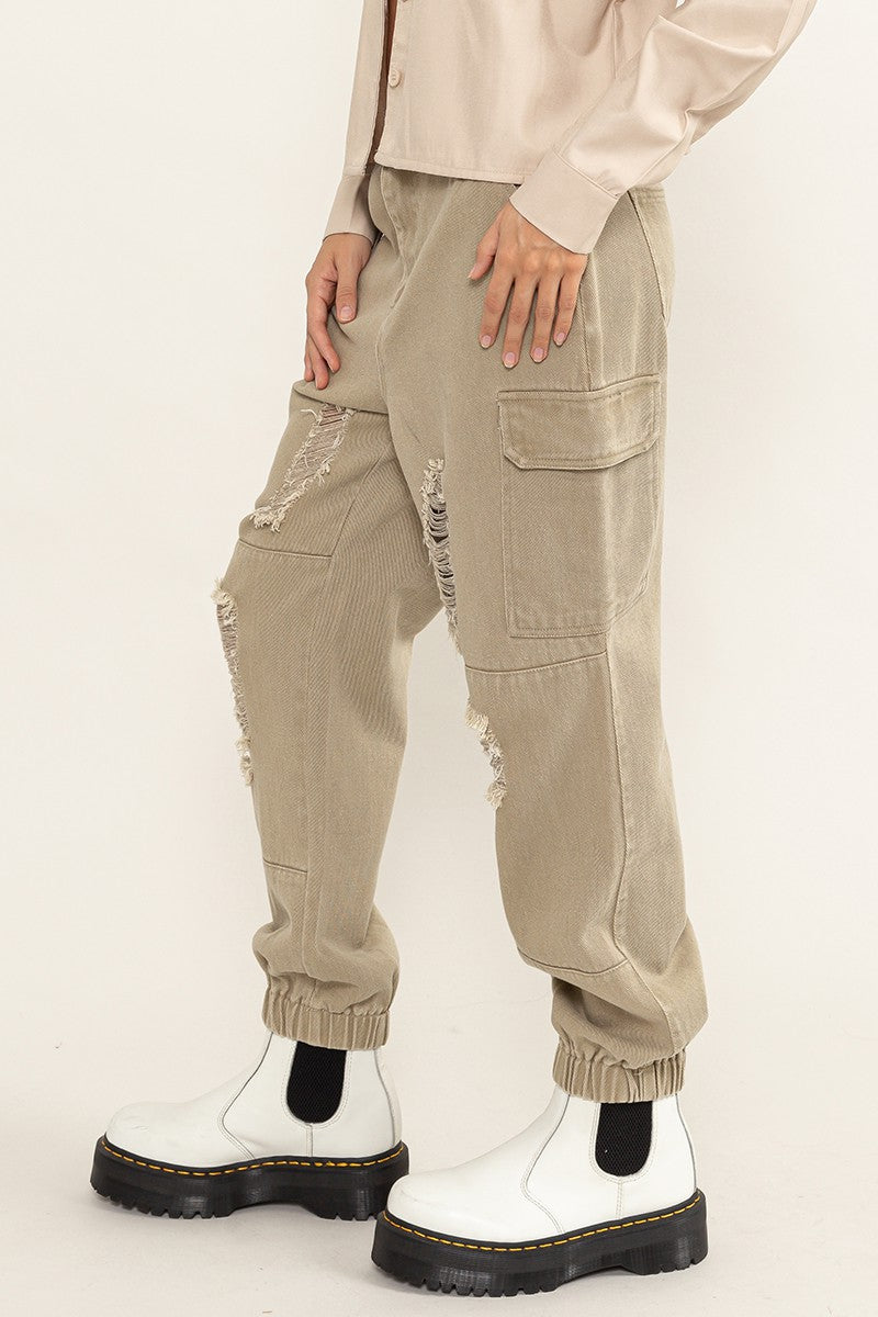 City Scene Distressed Mid-rise Cargo Pants