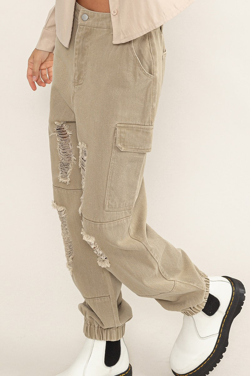 City Scene Distressed Mid-rise Cargo Pants