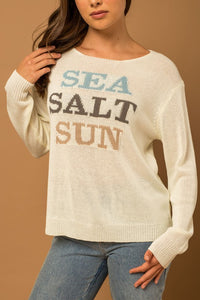 Round Neck Long Sleeve Sea Salt Sun Sweater