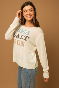 Round Neck Long Sleeve Sea Salt Sun Sweater