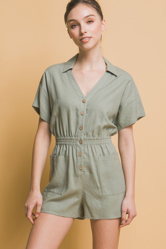 Linen Button Down Romper