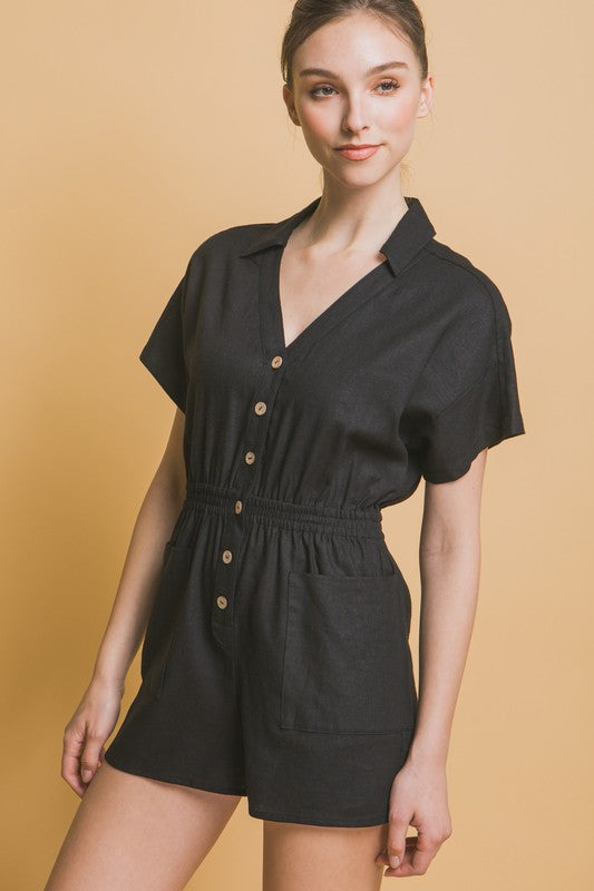 Linen Button Down Romper