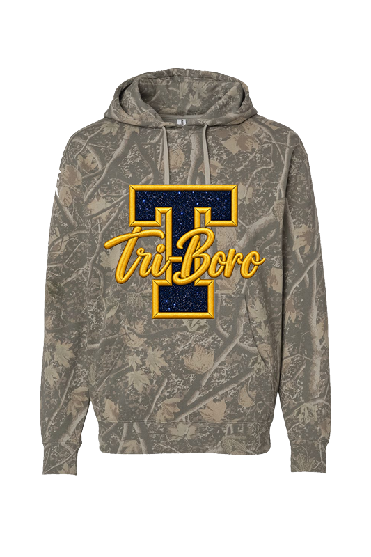 TRI-BORO Premium Camo Hoodie – Embroidery + Glitter
