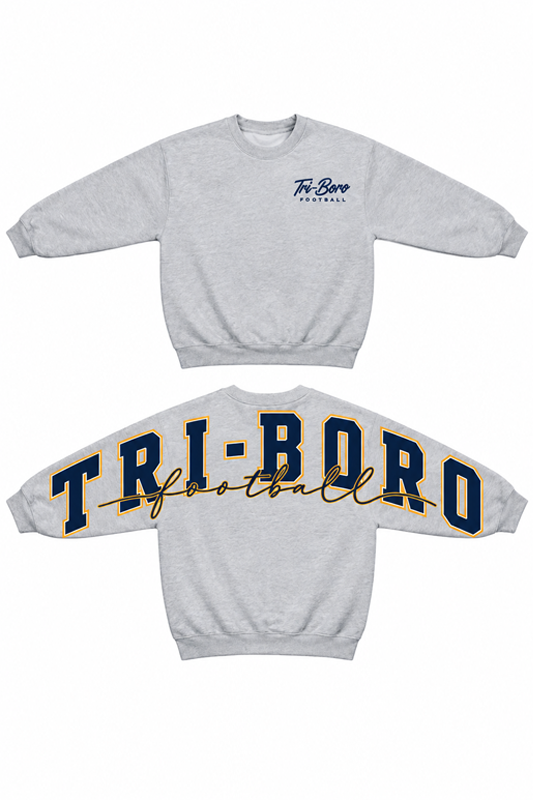 Oversized TRI-BORO Football Back + Sleeve Crewneck
