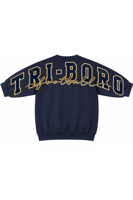 Oversized TRI-BORO Football Back + Sleeve Crewneck