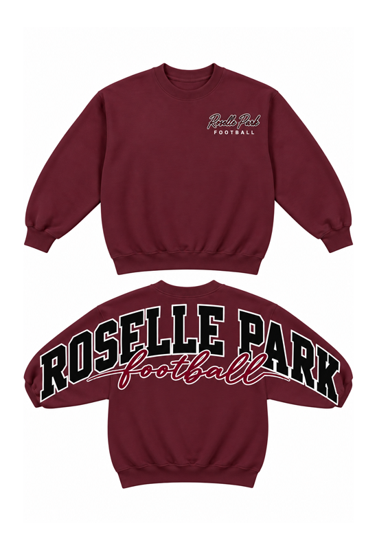 Oversized Roselle Football Back + Sleeve Crewneck