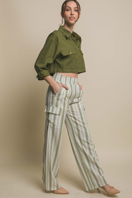 Cargo Stripe Linen Pants