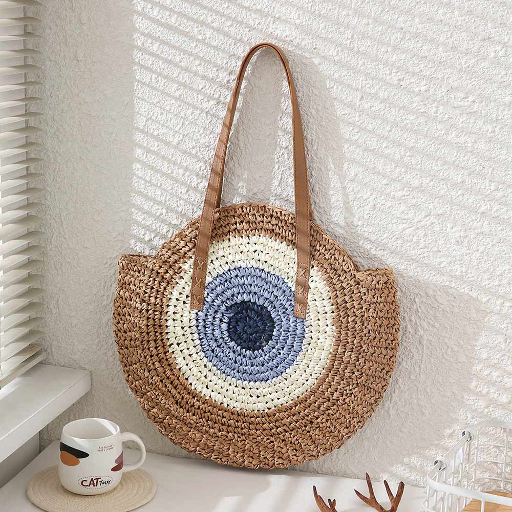 Evil Eye Straw Bag