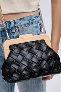 Woven WOODEN Clutch