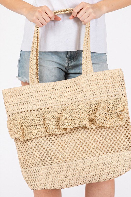 Ruffle Crochet Beach Bag