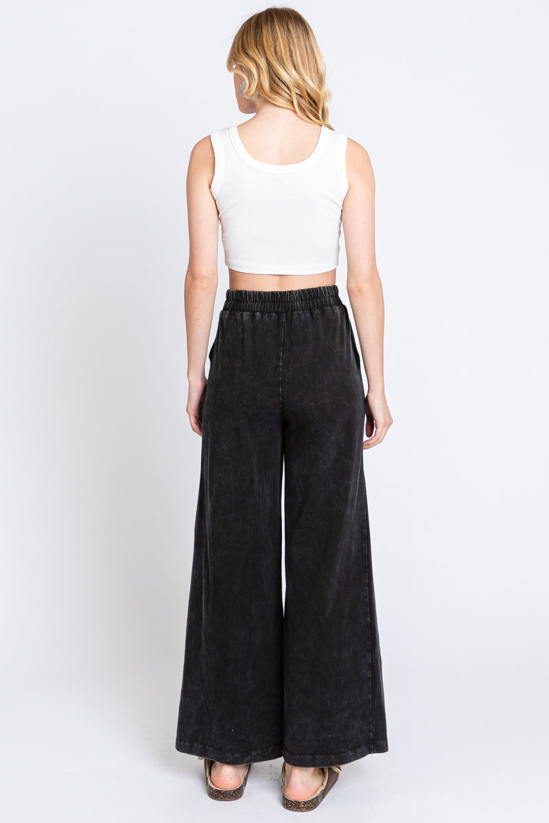 Mineral Washed Wide Leg Pant