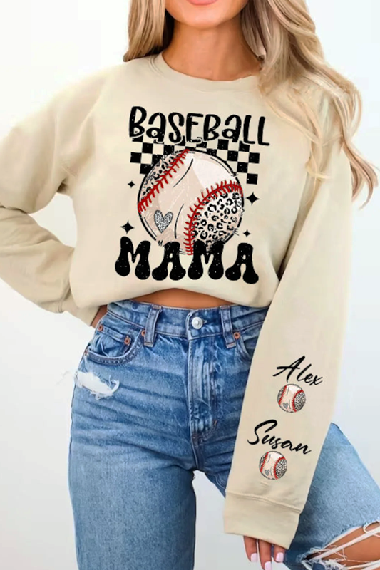 Baseball Mama Personalized On Sleeve