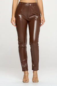 Shiny Pu Button Pants