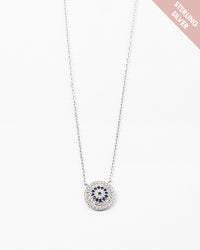 Sterling Silver Round Mini Rhinestone Necklace