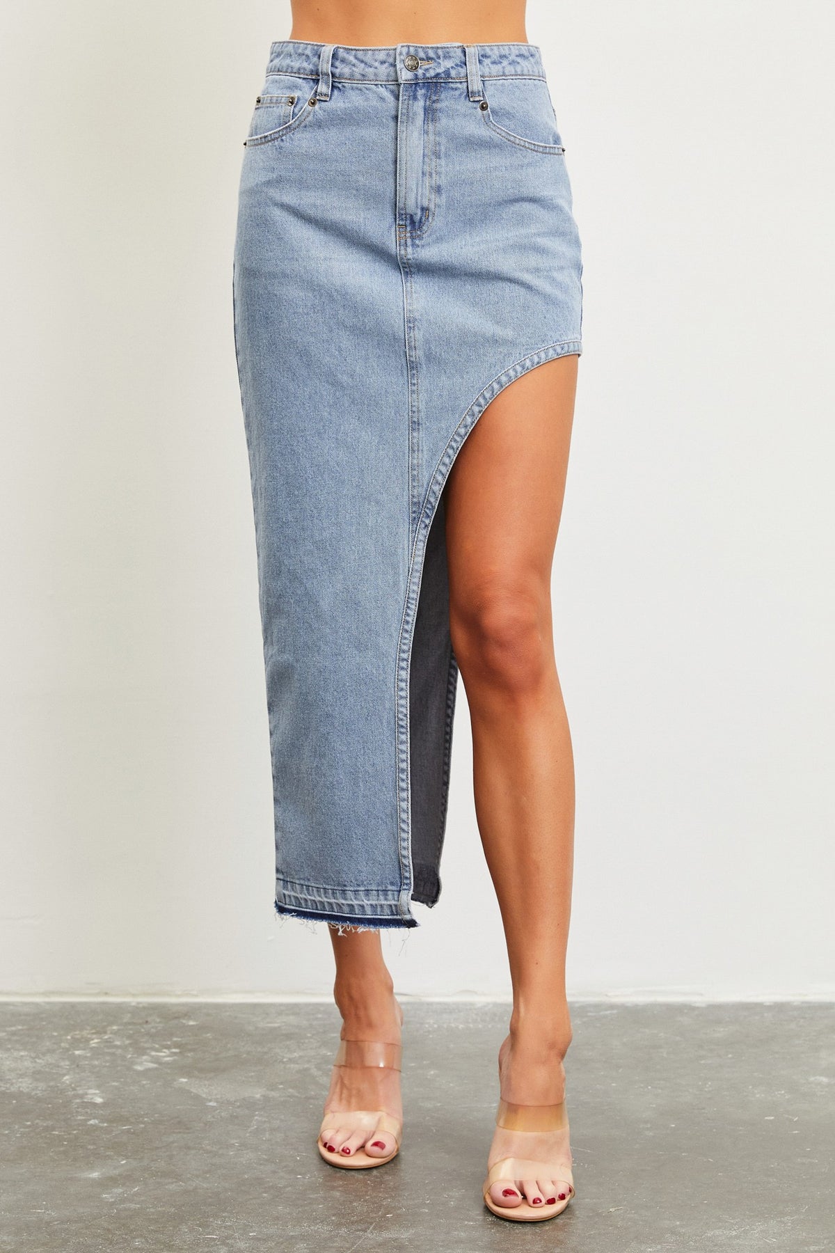 Asymmetric Denim Skirt