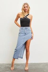 Asymmetric Denim Skirt