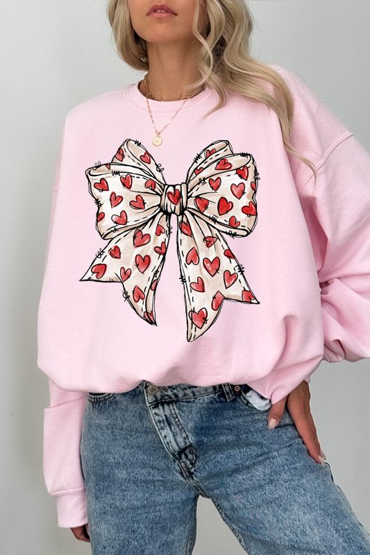 Coquette Bow Heart Crewneck