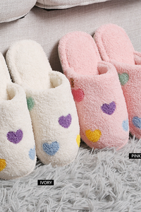 Hearts Embroidered Soft Slippers