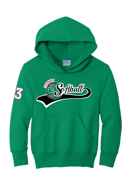 Youth Softball Fleece Pullover Hooded Sweatshirt