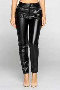 Shiny Pu Button Pants