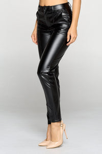 Shiny Pu Button Pants