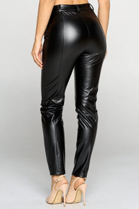 Shiny Pu Button Pants