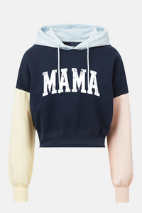 Color Block Crop Mama Hoodie