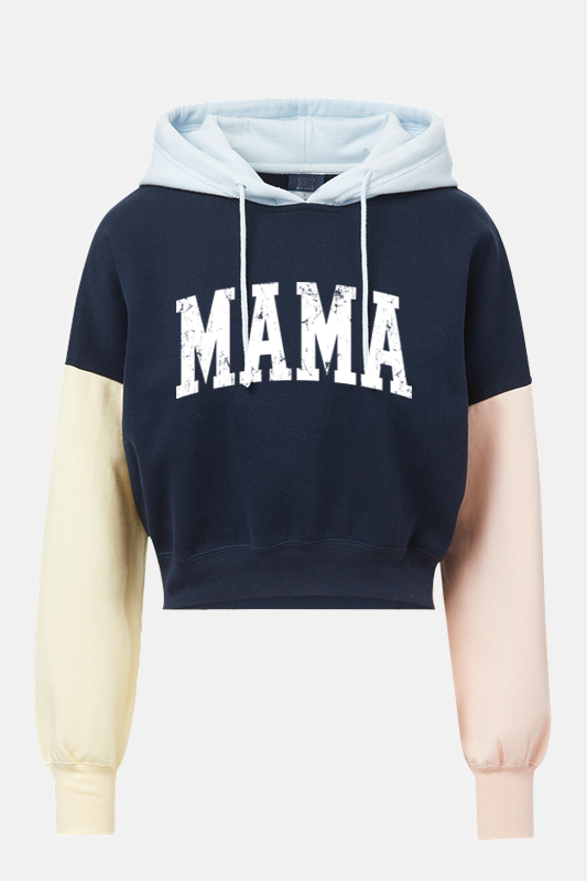 Color Block Crop Mama Hoodie