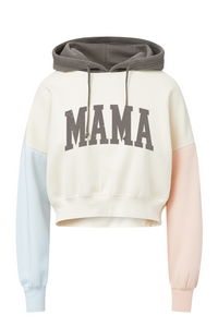 Color Block Crop Mama Hoodie