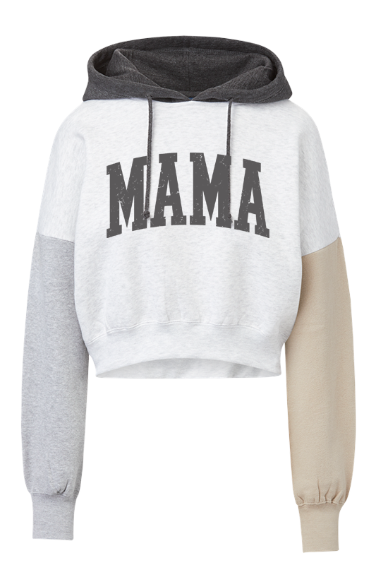 Color Block Crop Mama Hoodie