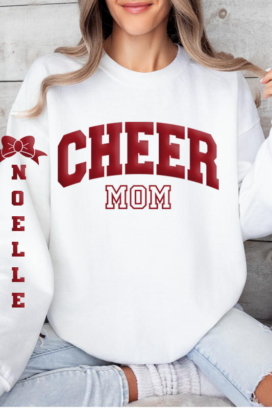 Personalized Puff Cheer Mom Sweatshirt