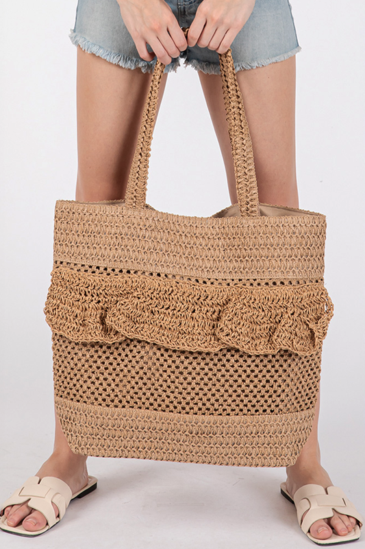 Ruffle Crochet Beach Bag