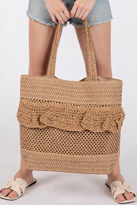 Ruffle Crochet Beach Bag