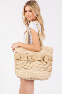 Ruffle Crochet Beach Bag