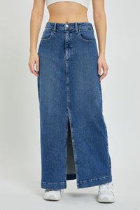 Long Slit Denim Skirt