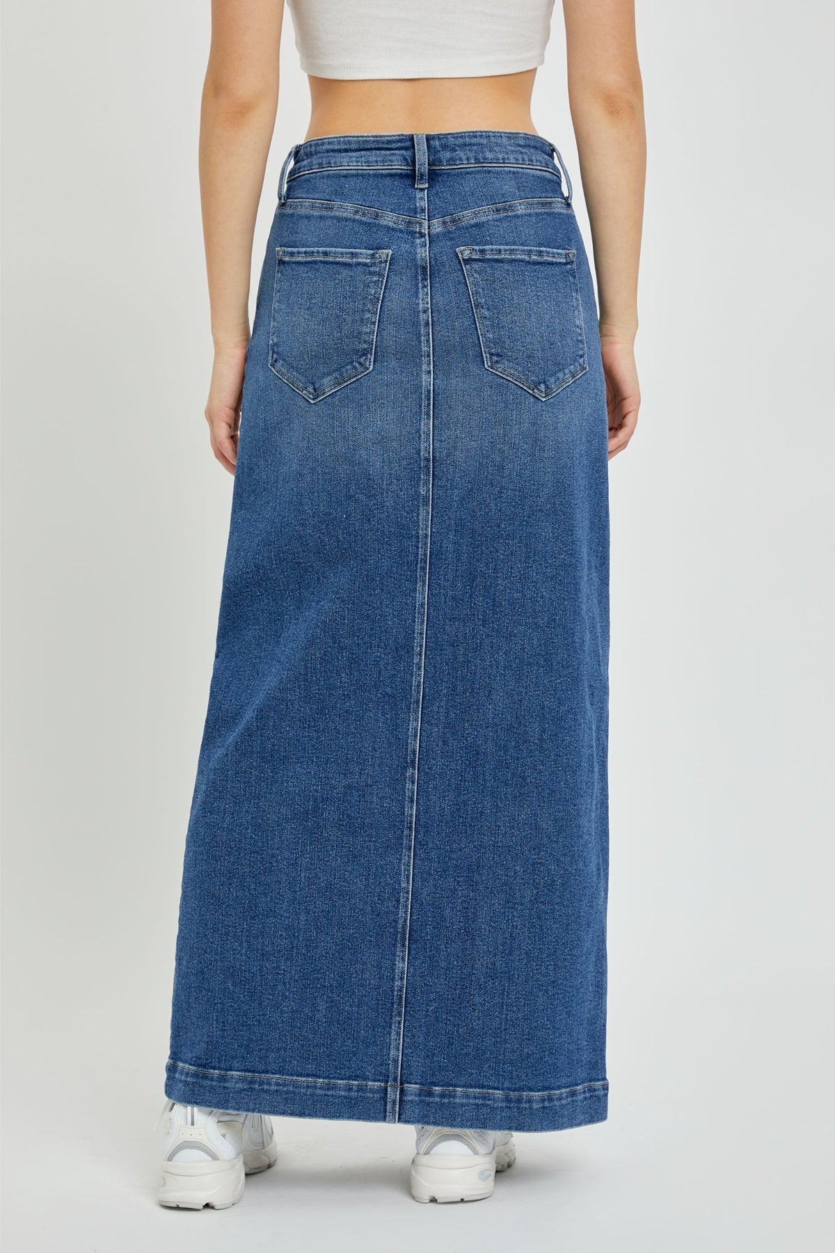 Long Slit Denim Skirt