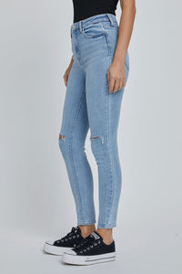 Slit Knee High Rise Jeans -Lt.Blue