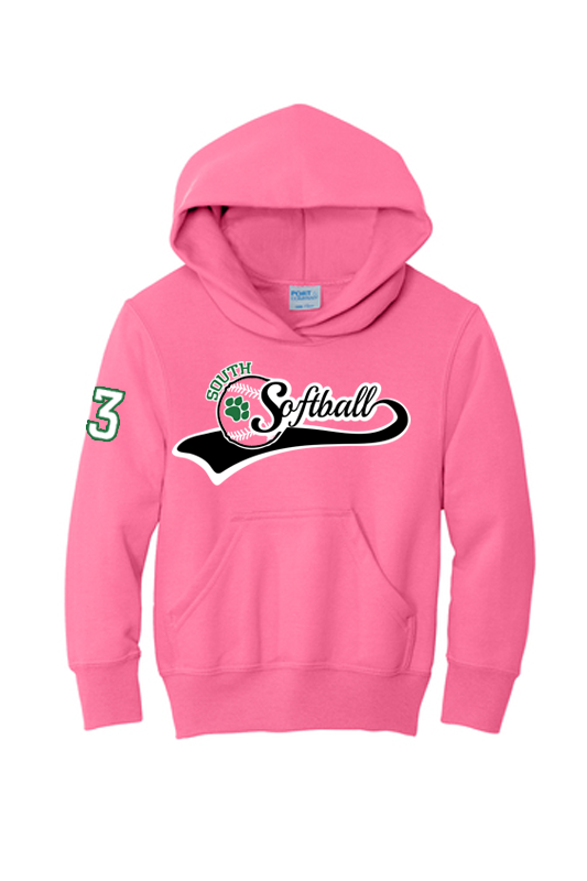 Youth Softball Fleece Pullover Hooded Sweatshirt