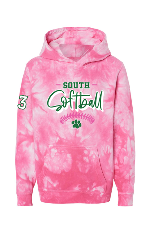 Youth Midweight Tie-Dyed Hooded Sweatshirt- Pink