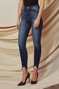 High Rise Frayed Bottom Jean